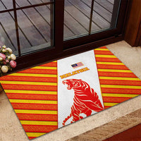 Malaysia National Crest Rubber Doormat with Red Tiger and Traditional Batik Yellow White