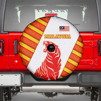 Malaysia National Crest Spare Tire Cover with Red Tiger and Traditional Batik Yellow White
