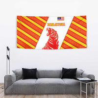 Malaysia National Crest Tapestry with Red Tiger and Traditional Batik Yellow White