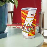 Malaysia National Crest Tumbler Cup with Red Tiger and Traditional Batik Yellow White