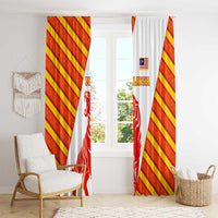Malaysia National Crest Window Curtain with Red Tiger and Traditional Batik Yellow White