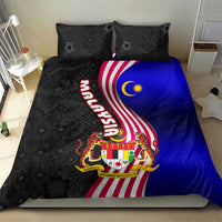 Malaysia Coat of Arms Bedding Set with National Flag and Black Batik Pattern