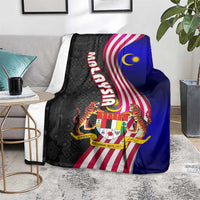 Malaysia Coat of Arms Blanket with National Flag and Black Batik Pattern