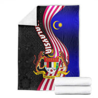 Malaysia Coat of Arms Blanket with National Flag and Black Batik Pattern