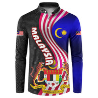 Malaysia Coat of Arms Button Sweatshirt with National Flag and Black Batik Pattern