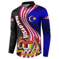 Malaysia Coat of Arms Button Sweatshirt with National Flag and Black Batik Pattern