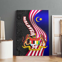 Malaysia Coat of Arms Canvas Wall Art with National Flag and Black Batik Pattern