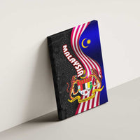 Malaysia Coat of Arms Canvas Wall Art with National Flag and Black Batik Pattern