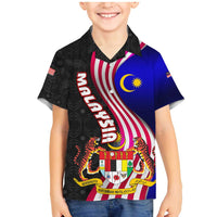 Malaysia Coat of Arms Family Matching Mermaid Dress and Hawaiian Shirt with National Flag and Black Batik Pattern