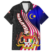 Malaysia Coat of Arms Family Matching Summer Maxi Dress and Hawaiian Shirt with National Flag and Black Batik Pattern