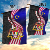 Malaysia Coat of Arms Garden Flag with National Flag and Black Batik Pattern