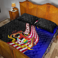 Malaysia Coat of Arms Quilt Bed Set with National Flag and Black Batik Pattern