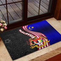Malaysia Coat of Arms Rubber Doormat with National Flag and Black Batik Pattern