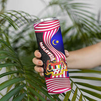 Malaysia Coat of Arms Skinny Tumbler with National Flag and Black Batik Pattern