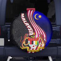 Malaysia Coat of Arms Spare Tire Cover with National Flag and Black Batik Pattern