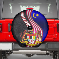 Malaysia Coat of Arms Spare Tire Cover with National Flag and Black Batik Pattern