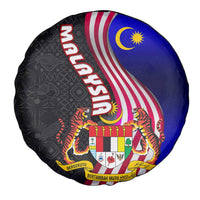 Malaysia Coat of Arms Spare Tire Cover with National Flag and Black Batik Pattern