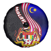 Malaysia Coat of Arms Spare Tire Cover with National Flag and Black Batik Pattern