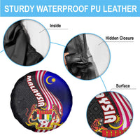 Malaysia Coat of Arms Spare Tire Cover with National Flag and Black Batik Pattern