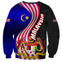 Malaysia Coat of Arms Sweatshirt with National Flag and Black Batik Pattern