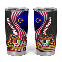 Malaysia Coat of Arms Tumbler Cup with National Flag and Black Batik Pattern