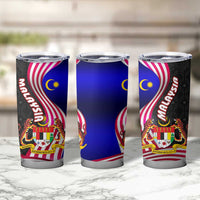 Malaysia Coat of Arms Tumbler Cup with National Flag and Black Batik Pattern