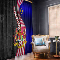 Malaysia Coat of Arms Window Curtain with National Flag and Black Batik Pattern