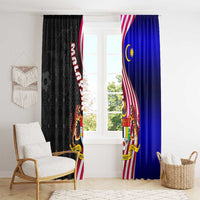 Malaysia Coat of Arms Window Curtain with National Flag and Black Batik Pattern