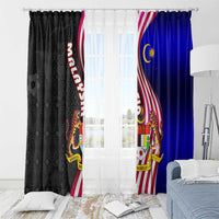 Malaysia Coat of Arms Window Curtain with National Flag and Black Batik Pattern