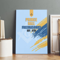 Prince Hall Freemasonry Canvas Wall Art Vintage Brush Stroke Masonic Blue Gold Graphic