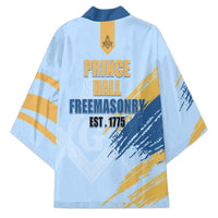 Prince Hall Freemasonry Kimono Vintage Brush Stroke Masonic Blue Gold Graphic