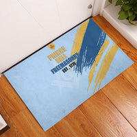 Prince Hall Freemasonry Rubber Doormat Vintage Brush Stroke Masonic Blue Gold Graphic