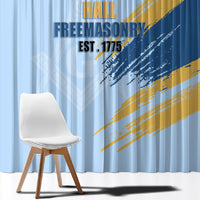 Prince Hall Freemasonry Window Curtain Vintage Brush Stroke Masonic Blue Gold Graphic
