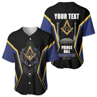 Personalized Prince Hall Freemasonry Baseball Jersey Royal Blue Gold Masonic Geometric Legacy Graphic