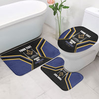 Personalized Prince Hall Freemasonry Bathroom Set Royal Blue Gold Masonic Geometric Legacy Graphic
