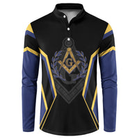 Personalized Prince Hall Freemasonry Button Sweatshirt Royal Blue Gold Masonic Geometric Legacy Graphic