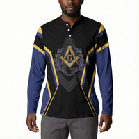 Personalized Prince Hall Freemasonry Button Sweatshirt Royal Blue Gold Masonic Geometric Legacy Graphic