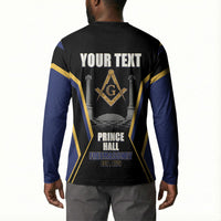 Personalized Prince Hall Freemasonry Button Sweatshirt Royal Blue Gold Masonic Geometric Legacy Graphic