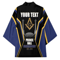 Personalized Prince Hall Freemasonry Kimono Royal Blue Gold Masonic Geometric Legacy Graphic