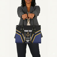 Personalized Prince Hall Freemasonry Leather Bag Royal Blue Gold Masonic Geometric Legacy Graphic