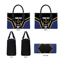 Personalized Prince Hall Freemasonry Leather Bag Royal Blue Gold Masonic Geometric Legacy Graphic