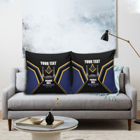 Personalized Prince Hall Freemasonry Pillow Cover Royal Blue Gold Masonic Geometric Legacy Graphic