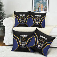 Personalized Prince Hall Freemasonry Pillow Cover Royal Blue Gold Masonic Geometric Legacy Graphic