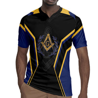 Personalized Prince Hall Freemasonry Rugby Jersey Royal Blue Gold Masonic Geometric Legacy Graphic