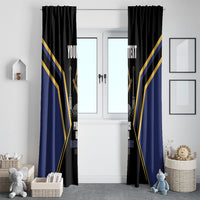 Personalized Prince Hall Freemasonry Window Curtain Royal Blue Gold Masonic Geometric Legacy Graphic