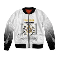 Personalized Prince Hall Freemasonry Bomber Jacket Masonic Square And Compass Vintage Gold Pillar Illustration