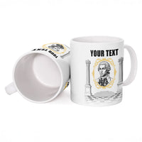 Personalized Prince Hall Freemasonry Ceramic Mug Masonic Square And Compass Vintage Gold Pillar Illustration