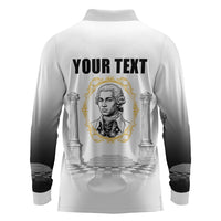 Personalized Prince Hall Freemasonry Long Sleeve Polo Shirt Masonic Square And Compass Vintage Gold Pillar Illustration