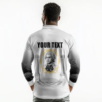 Personalized Prince Hall Freemasonry Long Sleeve Polo Shirt Masonic Square And Compass Vintage Gold Pillar Illustration