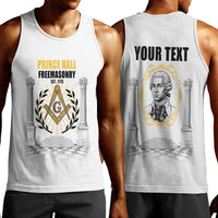 Personalized Prince Hall Freemasonry Men Tank Top Masonic Square And Compass Vintage Gold Pillar Illustration
